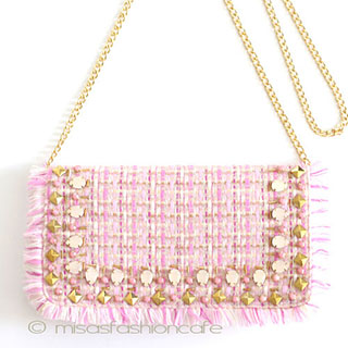 （画像用） ビジューバッグ再販！ ツイード　チェーン付属