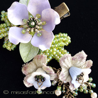 （画像用） CA/仏製ヘアークリップ お花パープル＆パール