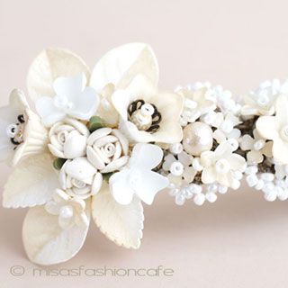 （画像用） CA/仏製　お花バレッタ フラワー＆パール