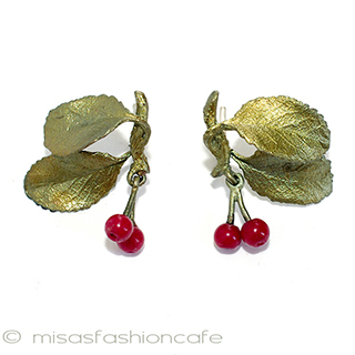 （画像用） マイケルミショー　ピアス 天然石ヒスイ　さくらんぼ