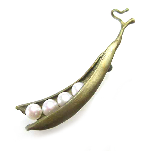 （画像用） マイケルミショーブローチ 真珠さやえんどう豆　再販