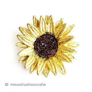 （画像用） マイケルミショーブローチ 天然石　ひまわりの花