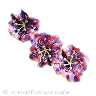 （画像用） マイケルミショー 真珠・朝顔　バレッタ