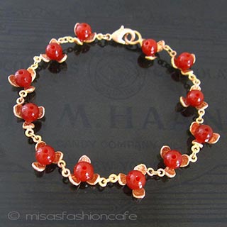 （画像用） Michaud ブレスレット 天然石カーネリアンの実