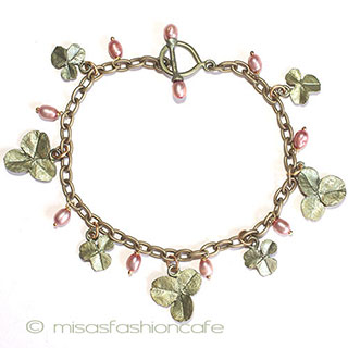 （画像用） マイケルミショー　ブレス 真珠・幸運のクローバー　