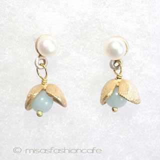 （画像用） マイケルミショー　ピアス 真珠・天然石・24Kgp貝殻