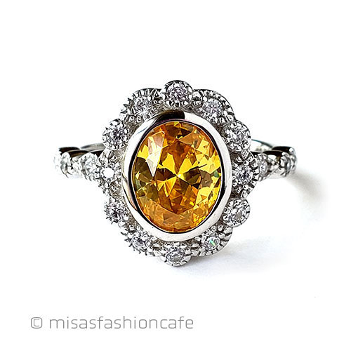 （画像用） サファイア＆トパーズ指輪 スターリング925刻印リング