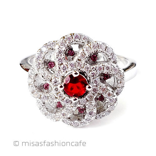 （画像用） ルビー＆ホワイトトパーズ スターリング指輪リング