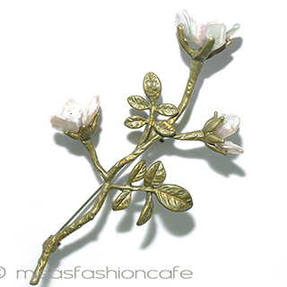 （画像用） 真珠　ローズのお花 ボタニカルブローチ