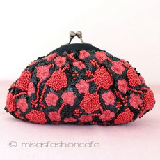 （画像用） ＳＡＮＴＩサンティ　バッグ コーラルレッド花刺繍