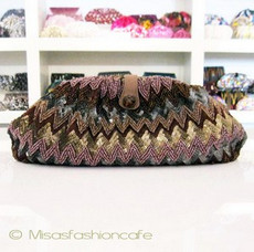 （画像用） SANTI サンティ クラッチ 　ジグザグ ブラウン