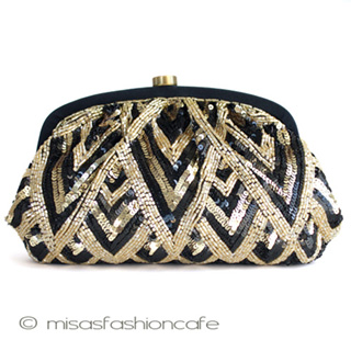 （画像用） ＳＡＮＴＩサンティ 　金＆黒 豪華全面刺繍バッグ