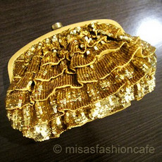 （画像用） SANTI サンティ クラッチ フリル・ゴールド