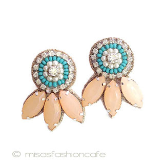 （画像用） パール＆ストーン針刺繍 イヤリングまたはピアス