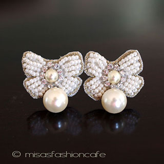 （画像用） ＳＰＡＲＫＬ　パール　りぼん イヤリングまたはピアス