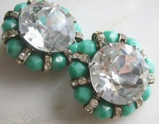 （画像用） ターコイズ&クリアー 　イヤリング