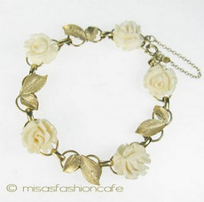 （画像用） 本象牙 アイボリー 14K ローズ ブレスレット