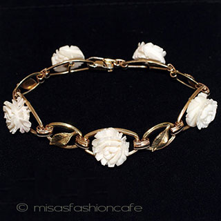 （画像用） 本象牙ローズ　14Kgf Krementz　ブレスレット