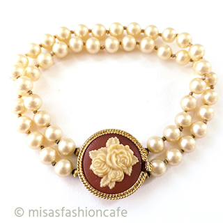 （画像用） アンティークジュエリー トリファリ　パール花カメオ