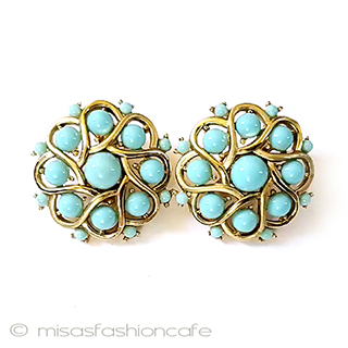 （画像用） Trifari　 トリファリ ブルーのお花イヤリング