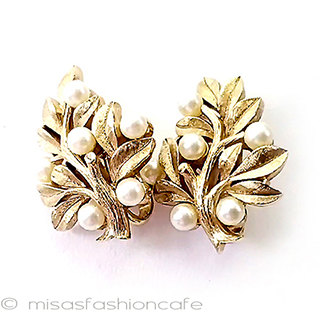 （画像用） Trifari　 トリファリ パールの木イヤリング