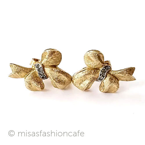 （画像用） Trifari　 トリファリ 金リボン　イヤリング