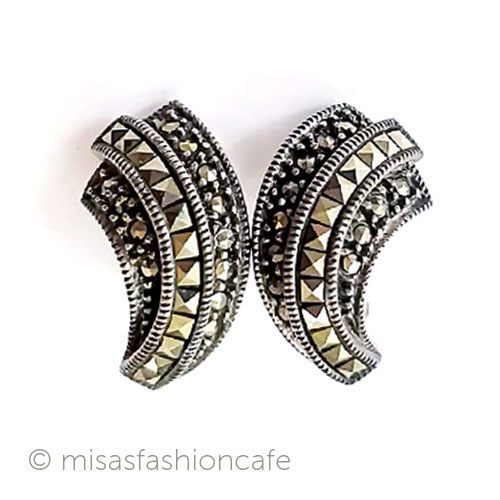 （画像用） アンティークイヤリング 天然石＆スターリング銀製