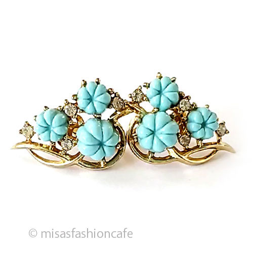 （画像用） Trifari　 トリファリ ターコイズ・フラワー