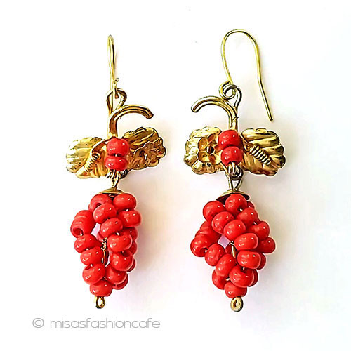 （画像用） アンティークジュエリー ビーズ葡萄のピアス