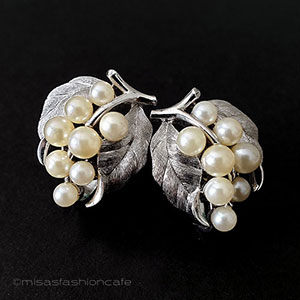 （画像用） Trifari　 トリファリ パールのベリー＆銀葉