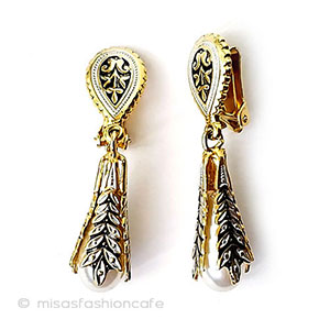 （画像用） アンティークイヤリング スペイン製パールドロップ