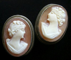 （画像用） シェルカメオ銀製イヤリング