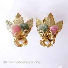 （画像用） Kramer　イヤリング 　本真珠・天然石の花