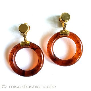 （画像用） Trifari　トリファリ べっ甲フープイヤリング