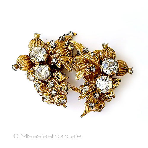 （画像用） アンティークジュエリー クリスタル金葉ブーケ