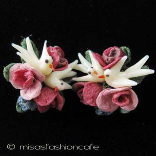 （画像用） 鳥お花ブーケイヤリング