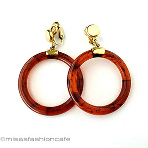 （画像用） Trifari　 トリファリ べっ甲フープイヤリング