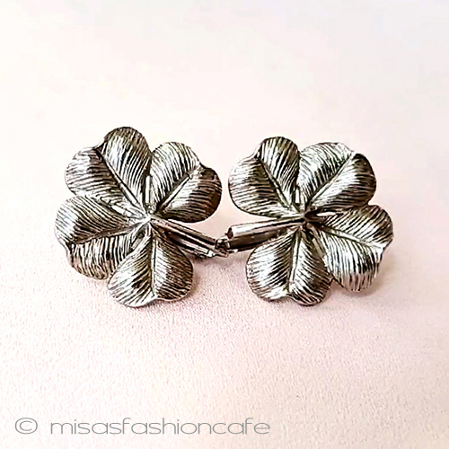 （画像用） ヴィンテージイヤリング 幸運の四つ葉クローバー