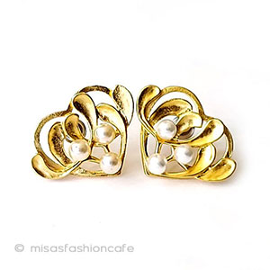 （画像用） ヤドリギ　パール ハート　ピアス