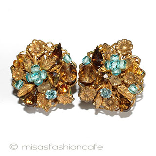 （画像用） DeMario NY　イヤリング ブルー＆トパーズの花