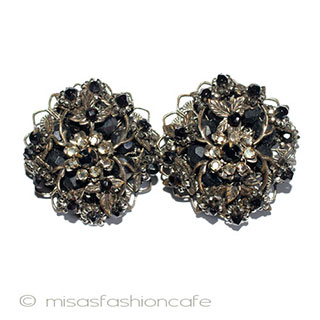 （画像用） DeMario NY　イヤリング 大振りBLKフラワー