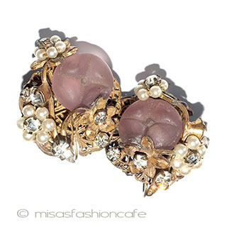 （画像用） Ｒｏｂｅｒｔ　イヤリング ガラス＆パール小花