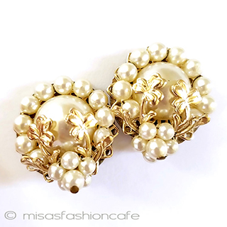 （画像用） パールの花イヤリング