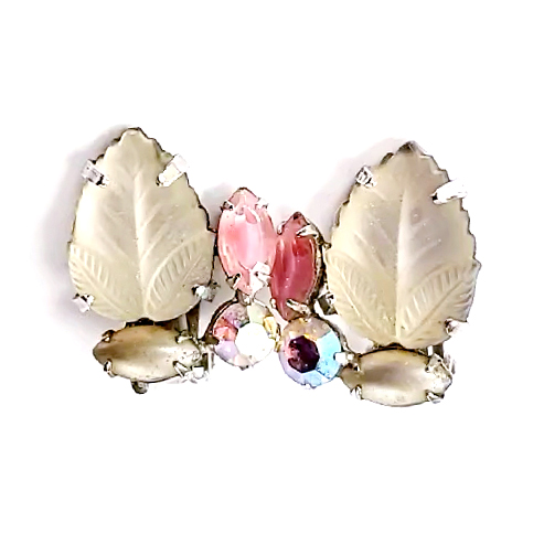 （画像用） ヴィンテージイヤリング Coro　ガラスリーフ