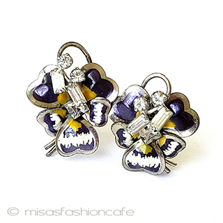 （画像用） ヴィンテージイヤリング CarlArt銀製 すみれの花　