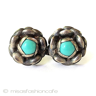 （画像用） アンティークジュエリー 銀製　お花イヤリング