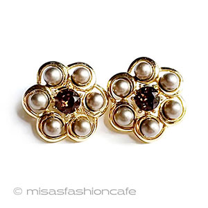 （画像用） Trifari　 トリファリ パール花イヤリング