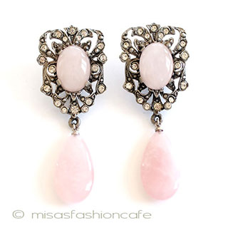 （画像用） ローズクオーツ 天然石イヤリング