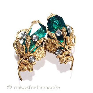 （画像用） Haskell初期　イヤリング 金花　エメラルドグラス