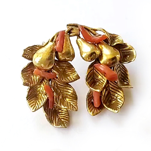 （画像用） ＳＡＮＤＯＲイヤリング 珊瑚コーラル・洋なし